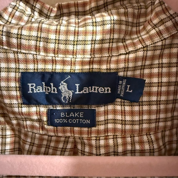 Ralph Lauren Tan Checkered Button Down Shirt - Picture 2 of 5
